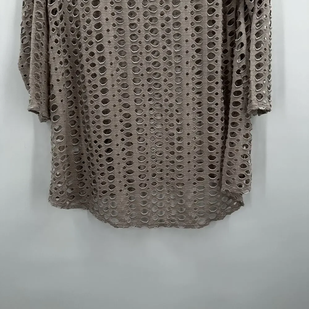 Lulu B Top Womens Small Cutout Mesh Pullover Open Knit Net Oversized‎ Beach